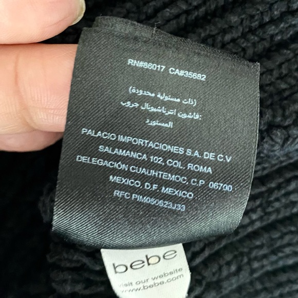 BEBE Oversize Cowl Neck Black Knit Chunky Sweater Size M - Picture 12 of 13